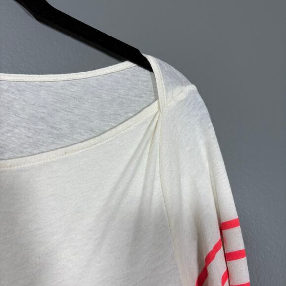 J Crew Collection Women's White/Pink Sequin Striped Preppy T-Shirt - Size Small - Picture 2 of 6
